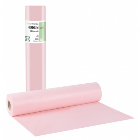 Pink waterproof examination table paper 58cm x 50m